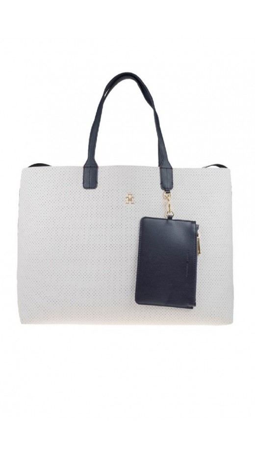 TOMMY HILFIGER ICONIC TOMMY TOTE PERF ΤΣΑΝΤΑ ΓΥΝΑΙΚΕΙΑ WHITE