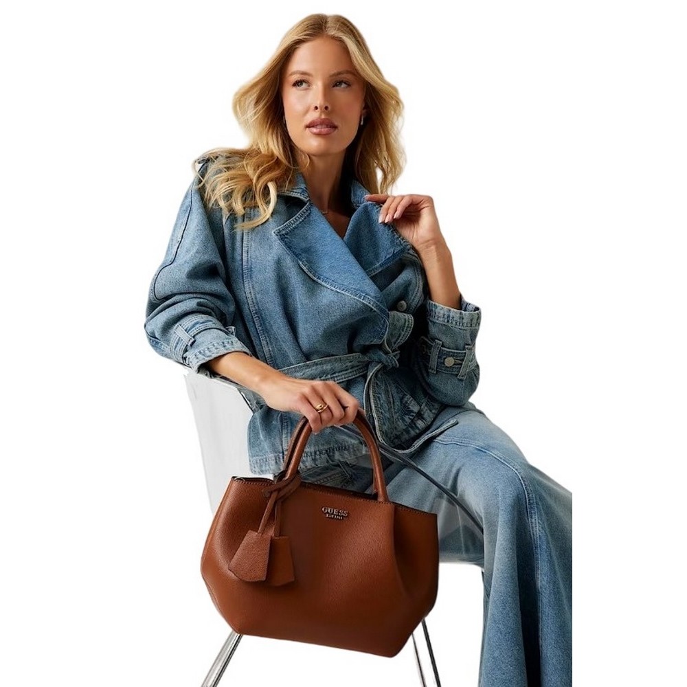 GUESS AMORETTE GIRLFRIEND SATCHEL ΤΣΑΝΤΑ ΓΥΝΑΙΚΕΙΑ COGNAC
