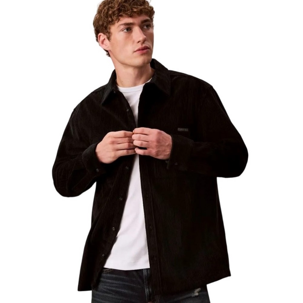 CALVIN KLEIN JEANS LS CORDUROY POCKET RELAXED SHIRT ΜΠΟΥΦΑΝ ΑΝΔΡΙΚΟ BLACK