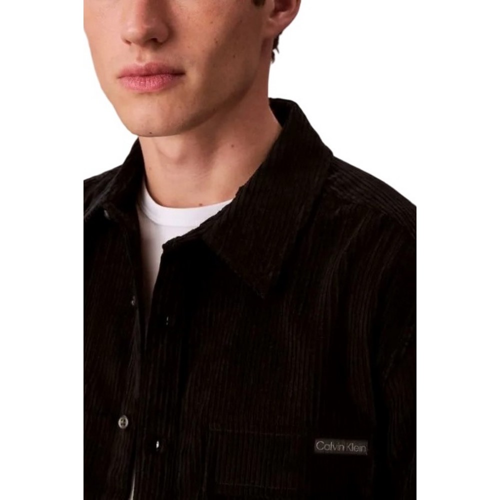 CALVIN KLEIN JEANS LS CORDUROY POCKET RELAXED SHIRT ΜΠΟΥΦΑΝ ΑΝΔΡΙΚΟ BLACK
