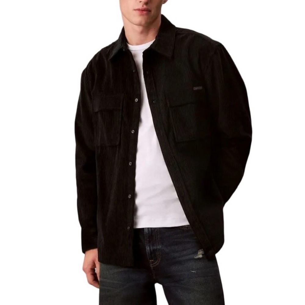 CALVIN KLEIN JEANS LS CORDUROY POCKET RELAXED SHIRT ΜΠΟΥΦΑΝ ΑΝΔΡΙΚΟ BLACK