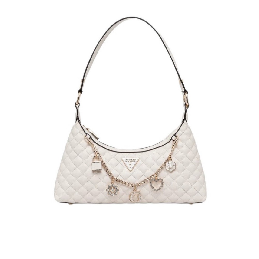 GUESS EVERLEE TOP ZIP SHOULDER BAG ΤΣΑΝΤΑ ΓΥΝΑΙΚΕΙΑ OFF WHITE