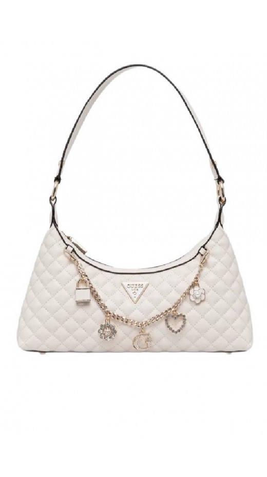 GUESS EVERLEE TOP ZIP SHOULDER BAG ΤΣΑΝΤΑ ΓΥΝΑΙΚΕΙΑ OFF WHITE