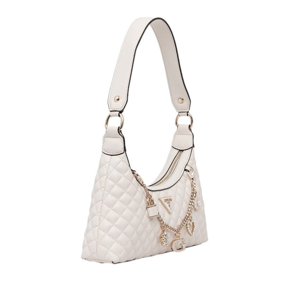 GUESS EVERLEE TOP ZIP SHOULDER BAG ΤΣΑΝΤΑ ΓΥΝΑΙΚΕΙΑ OFF WHITE