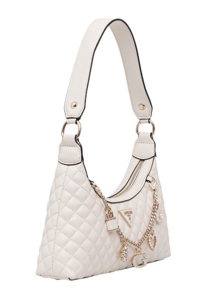 GUESS EVERLEE TOP ZIP SHOULDER BAG ΤΣΑΝΤΑ ΓΥΝΑΙΚΕΙΑ OFF WHITE