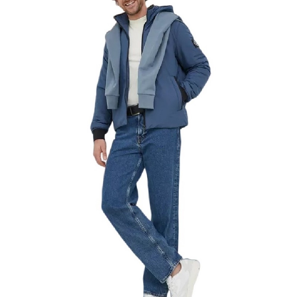 CALVIN KLEIN JEANS HOODED HARRINGTON JACKET ΜΠΟΥΦΑΝ ΑΝΔΡΙΚΟ BLUE