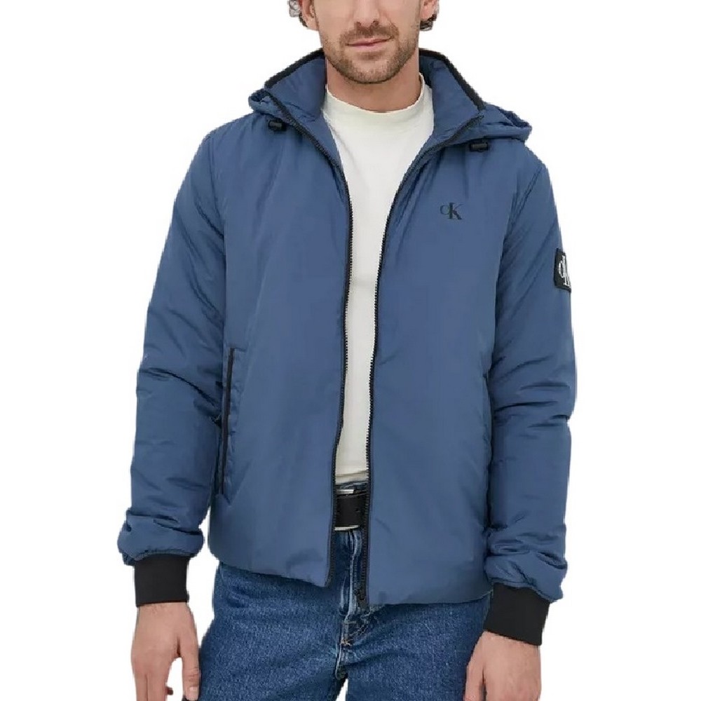 CALVIN KLEIN JEANS HOODED HARRINGTON JACKET ΜΠΟΥΦΑΝ ΑΝΔΡΙΚΟ BLUE