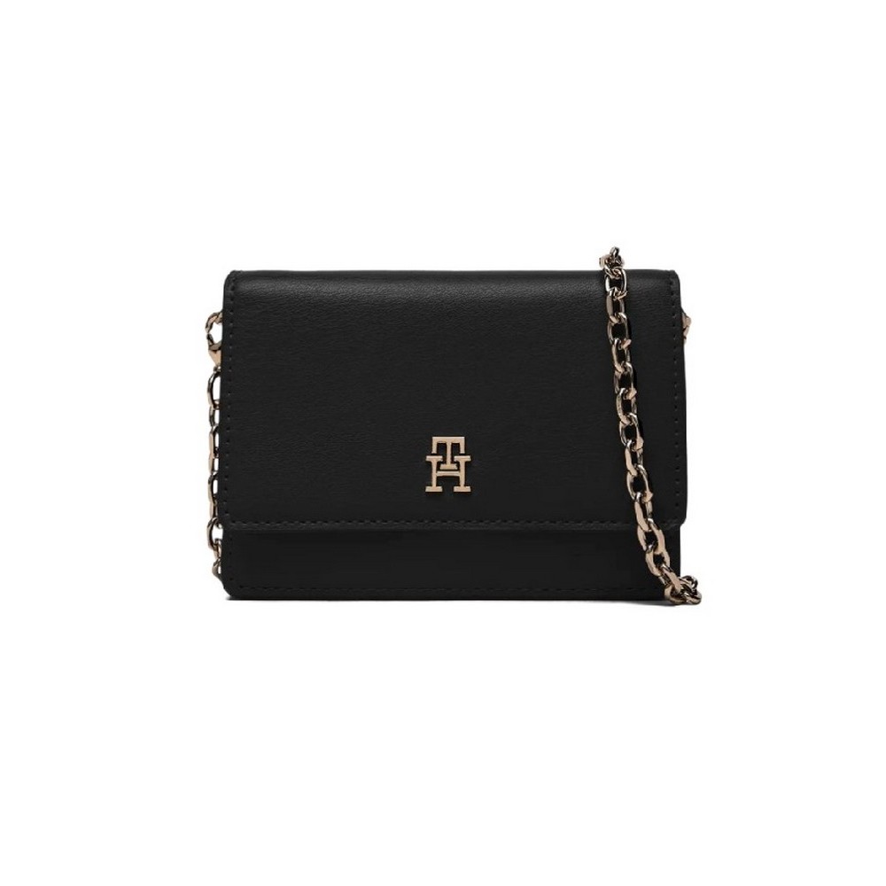 TOMMY HILFIGER ICON CARD HOLDER W/CHAIN ΠΟΡΤΟΦΟΛΙ ΓΥΝΑΙΚΕΙΟ BLACK