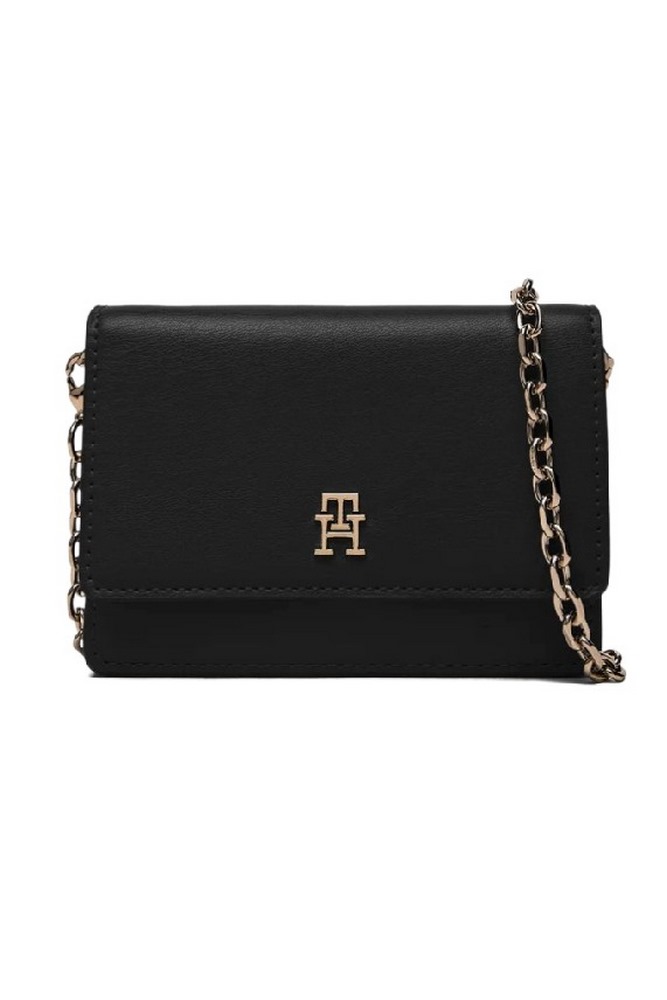 TOMMY HILFIGER ICON CARD HOLDER W/CHAIN ΠΟΡΤΟΦΟΛΙ ΓΥΝΑΙΚΕΙΟ BLACK