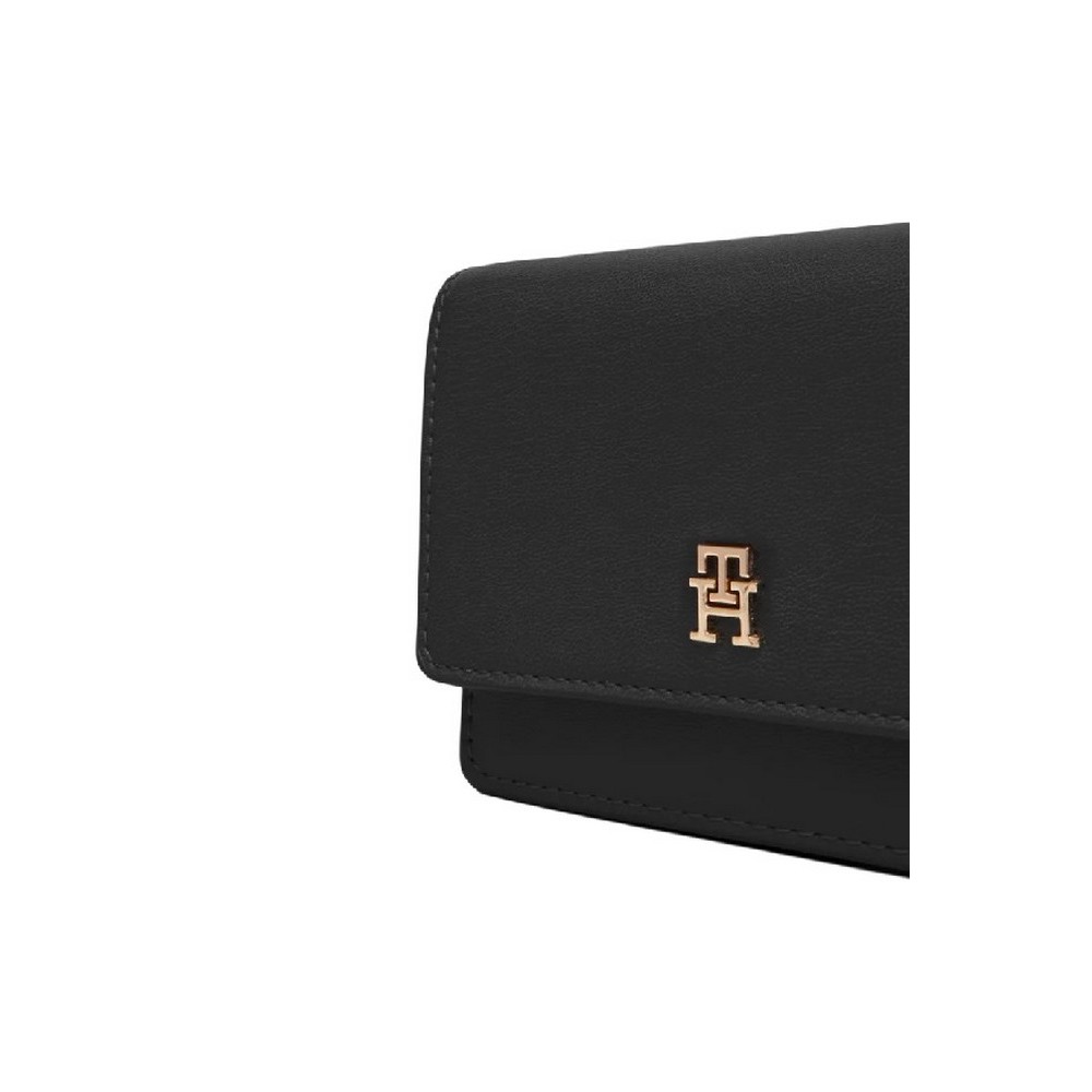TOMMY HILFIGER ICON CARD HOLDER W/CHAIN ΠΟΡΤΟΦΟΛΙ ΓΥΝΑΙΚΕΙΟ BLACK