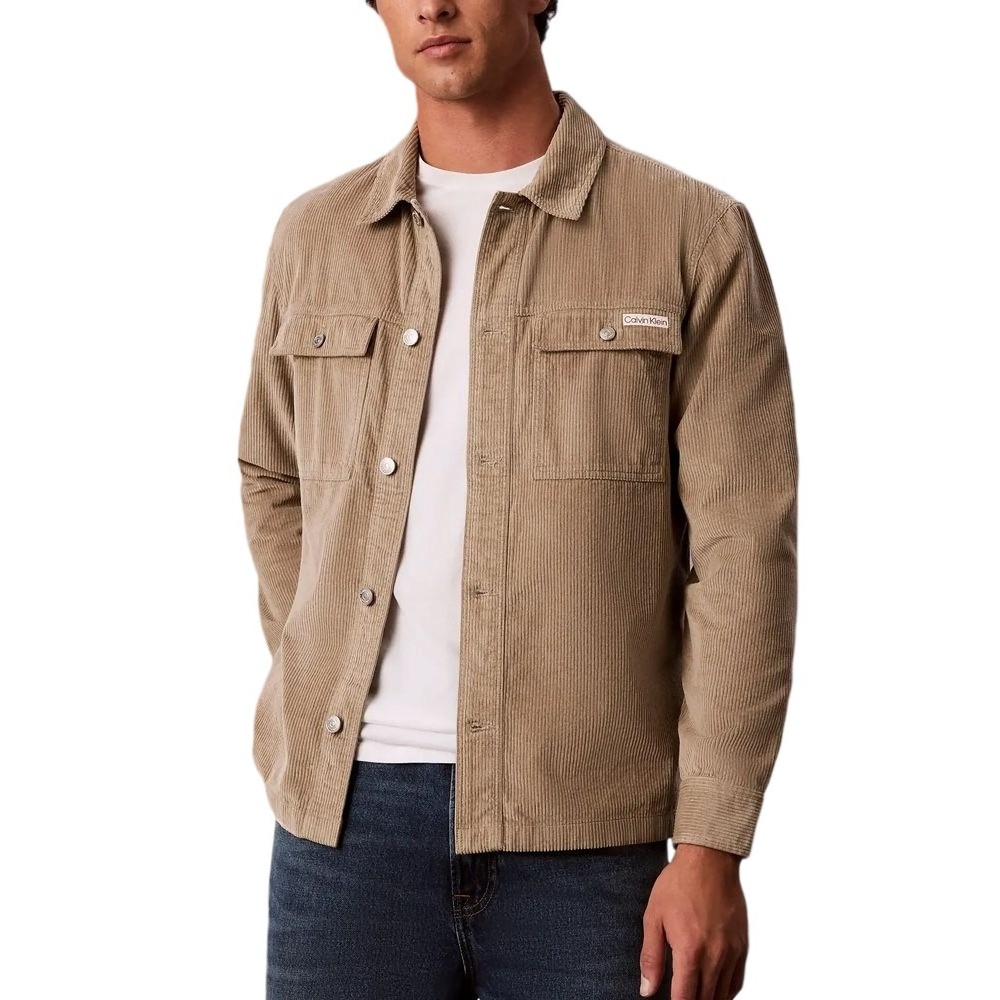 CALVIN KLEIN JEANS CORDUROY EASY OVERSHIRT ΠΟΥΚΑΜΙΣΟ ΑΝΔΡΙΚΟ BEIGE
