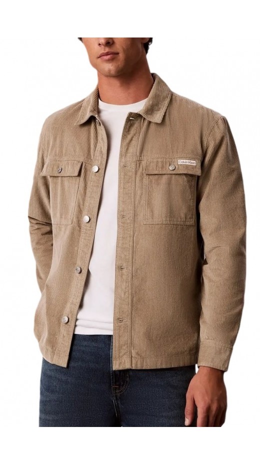 CALVIN KLEIN JEANS CORDUROY EASY OVERSHIRT ΠΟΥΚΑΜΙΣΟ ΑΝΔΡΙΚΟ BEIGE