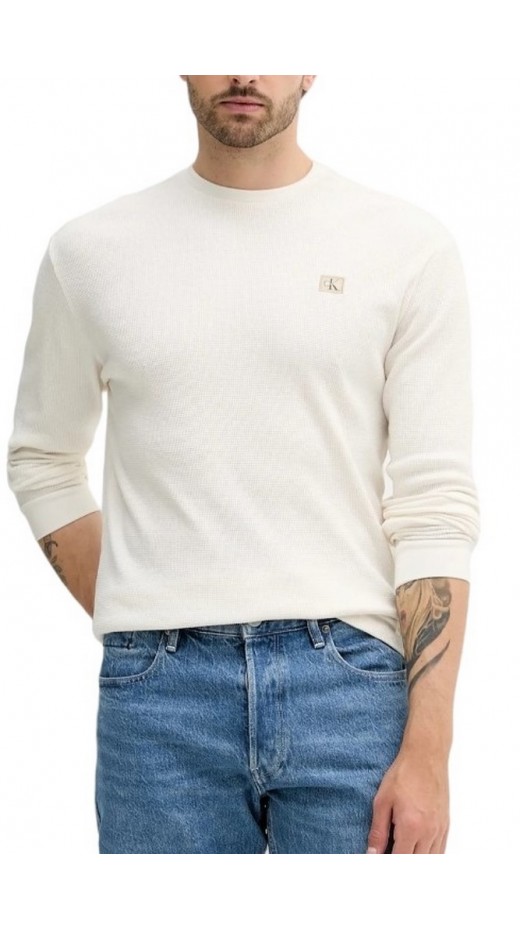 CALVIN KLEIN JEANS WAFFLE BADGE CREWNK TEE ΜΠΛΟΥΖΑ ΑΝΔΡΙΚΗ OFF WHITE