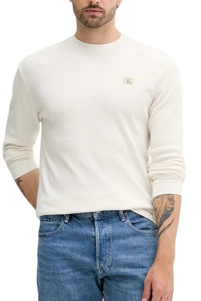 CALVIN KLEIN JEANS WAFFLE BADGE CREWNK TEE ΜΠΛΟΥΖΑ ΑΝΔΡΙΚΗ OFF WHITE