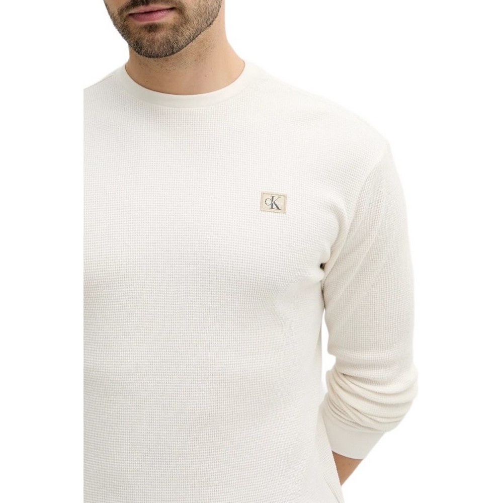 CALVIN KLEIN JEANS WAFFLE BADGE CREWNK TEE ΜΠΛΟΥΖΑ ΑΝΔΡΙΚΗ OFF WHITE