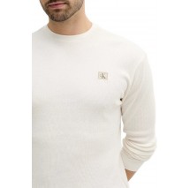 CALVIN KLEIN JEANS WAFFLE BADGE CREWNK TEE ΜΠΛΟΥΖΑ ΑΝΔΡΙΚΗ OFF WHITE