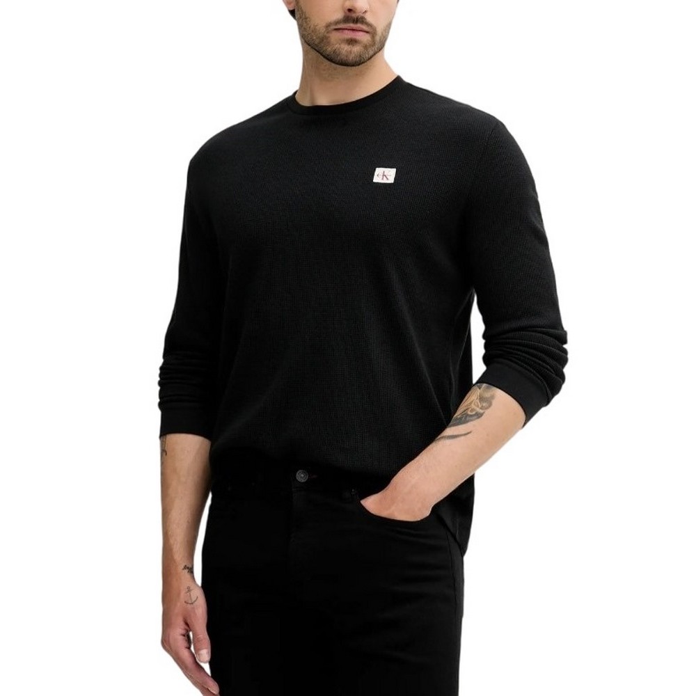 CALVIN KLEIN JEANS WAFFLE BADGE CREWNK TEE ΜΠΛΟΥΖΑ ΑΝΔΡΙΚΗ BLACK