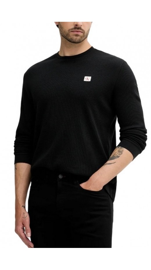CALVIN KLEIN JEANS WAFFLE BADGE CREWNK TEE ΜΠΛΟΥΖΑ ΑΝΔΡΙΚΗ BLACK