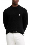 CALVIN KLEIN JEANS LS EZ COTTON WAFFLE CRWNK SWTR 9 T-SHIRT ΜΠΛΟΥΖΑ ΠΛΕΚΤΗ ΑΝΔΡΙΚΗ BLACK