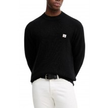 CALVIN KLEIN JEANS LS EZ COTTON WAFFLE CRWNK SWTR 9 T-SHIRT ΜΠΛΟΥΖΑ ΠΛΕΚΤΗ ΑΝΔΡΙΚΗ BLACK