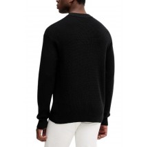 CALVIN KLEIN JEANS LS EZ COTTON WAFFLE CRWNK SWTR 9 T-SHIRT ΜΠΛΟΥΖΑ ΠΛΕΚΤΗ ΑΝΔΡΙΚΗ BLACK