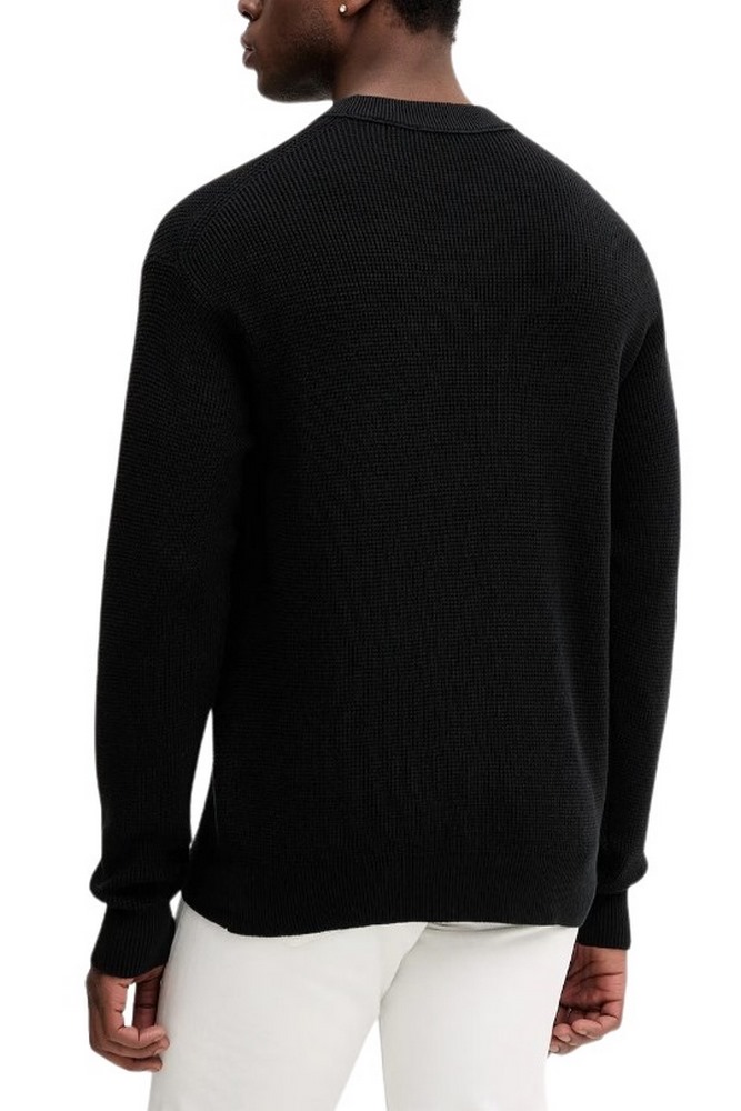 CALVIN KLEIN JEANS LS EZ COTTON WAFFLE CRWNK SWTR 9 T-SHIRT ΜΠΛΟΥΖΑ ΠΛΕΚΤΗ ΑΝΔΡΙΚΗ BLACK