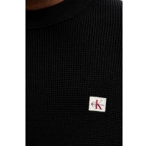 CALVIN KLEIN JEANS LS EZ COTTON WAFFLE CRWNK SWTR 9 T-SHIRT ΜΠΛΟΥΖΑ ΠΛΕΚΤΗ ΑΝΔΡΙΚΗ BLACK