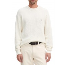 CALVIN KLEIN JEANS LS EZ COTTON WAFFLE CRWNK SWTR 9 T-SHIRT ΜΠΛΟΥΖΑ ΠΛΕΚΤΗ ΑΝΔΡΙΚΗ ECRU