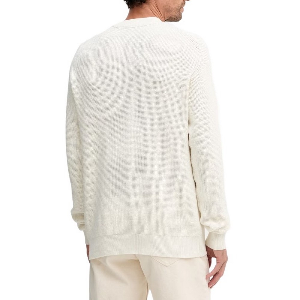 CALVIN KLEIN JEANS LS EZ COTTON WAFFLE CRWNK SWTR 9 T-SHIRT ΜΠΛΟΥΖΑ ΠΛΕΚΤΗ ΑΝΔΡΙΚΗ ECRU
