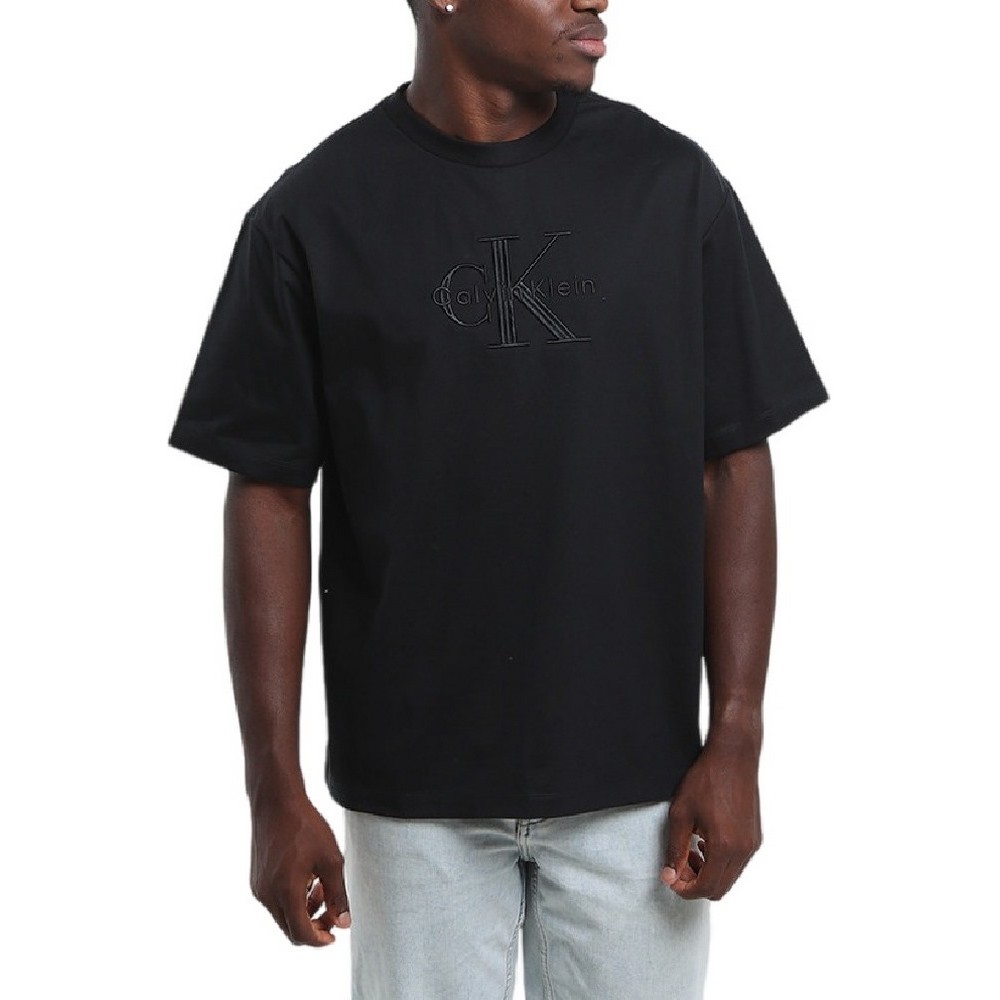 CALVIN KLEIN JEANS HI LOW EMB 16S JERSEY CN TEE T-SHIRT ΜΠΛΟΥΖΑ ΑΝΔΡΙΚΗ BLACK