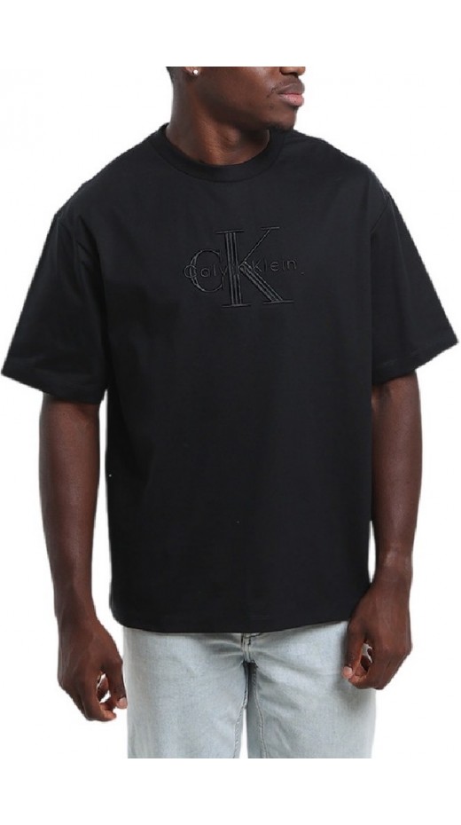 CALVIN KLEIN JEANS HI LOW EMB 16S JERSEY CN TEE T-SHIRT ΜΠΛΟΥΖΑ ΑΝΔΡΙΚΗ BLACK
