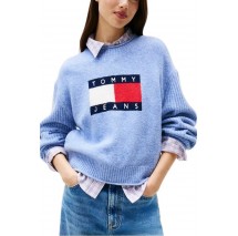 TOMMY JEANS MELANGE FLAG SWEATER RIB EXT ΜΠΛΟΥΖΑ ΠΛΕΚΤΗ ΓΥΝΑΙΚΕΙΑ CIEL