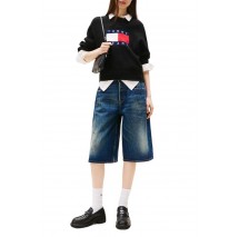TOMMY JEANS MELANGE FLAG SWEATER RIB EXT ΜΠΛΟΥΖΑ ΠΛΕΚΤΗ ΓΥΝΑΙΚΕΙΑ BLACK