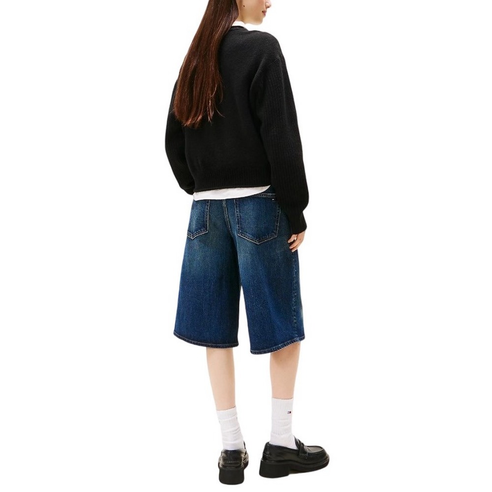 TOMMY JEANS MELANGE FLAG SWEATER RIB EXT ΜΠΛΟΥΖΑ ΠΛΕΚΤΗ ΓΥΝΑΙΚΕΙΑ BLACK