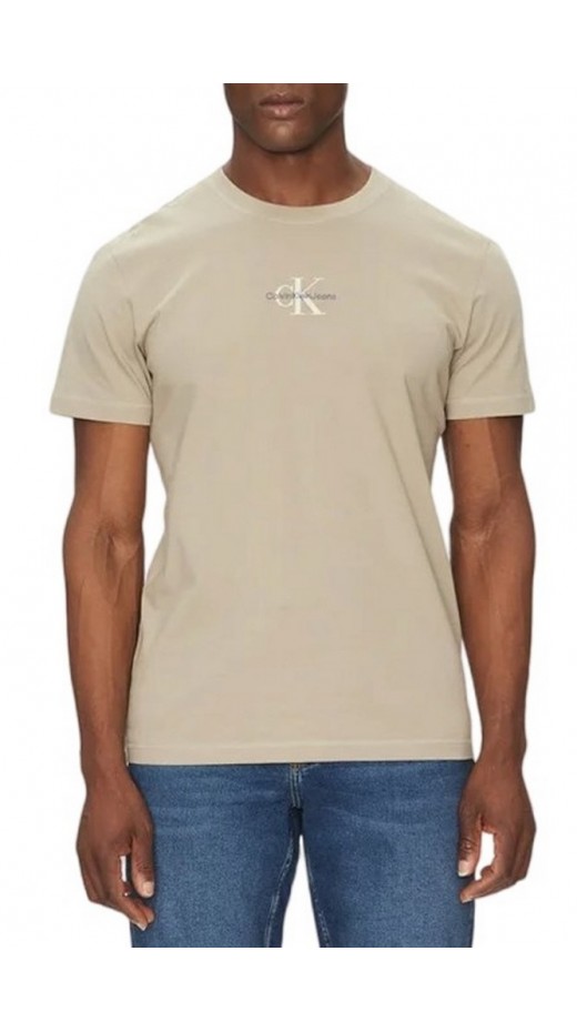 CALVIN KLEIN JEANS MONOLOGO T-SHIRT ΜΠΛΟΥΖΑ ΑΝΔΡΙΚΗ BEIGE