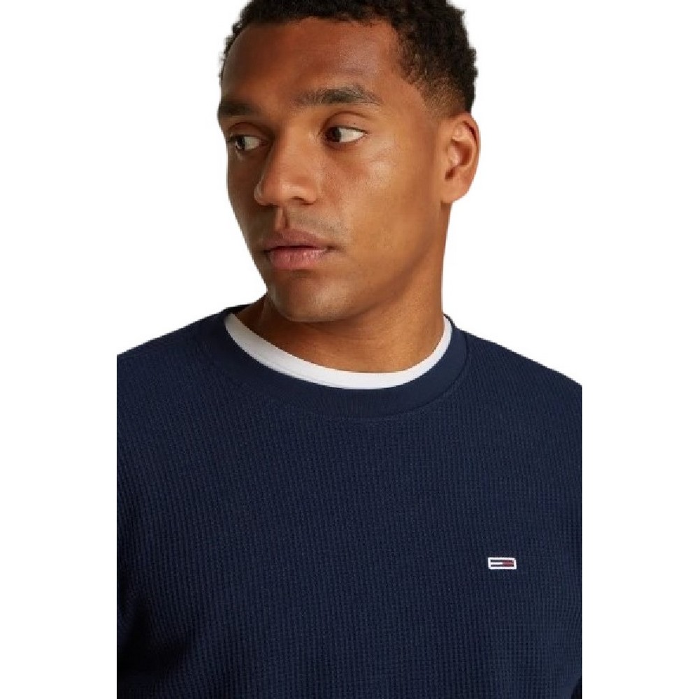 TOMMY JEANS REG WAFFLE L/S TEE ΜΠΛΟΥΖΑ ΑΝΔΡΙΚΗ NAVY