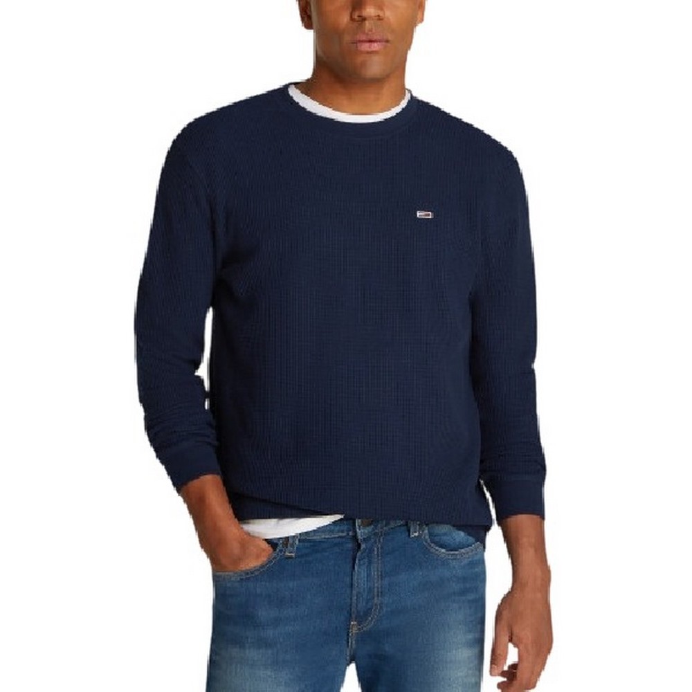 TOMMY JEANS REG WAFFLE L/S TEE ΜΠΛΟΥΖΑ ΑΝΔΡΙΚΗ NAVY