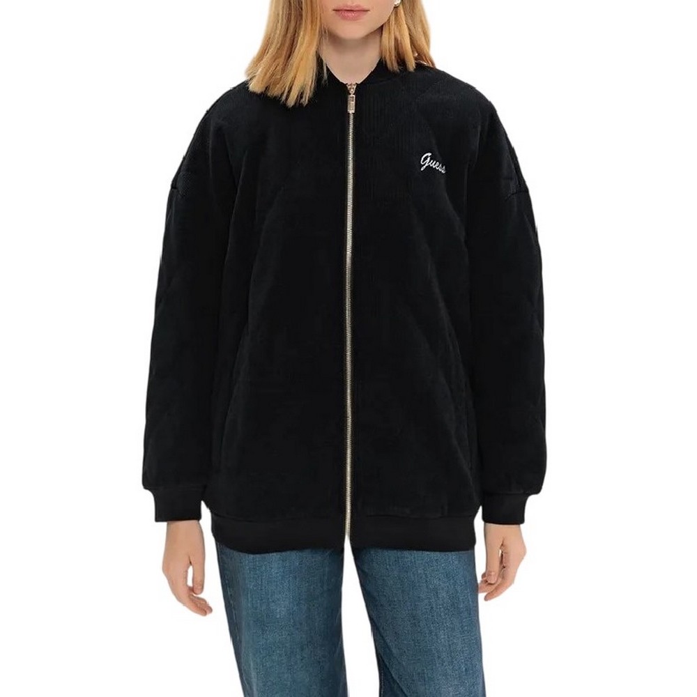GUESS PAULINA VELVET-RIB PUFFER JKT ΜΠΟΥΦΑΝ ΓΥΝΑΙΚΕΙΟ BLACK