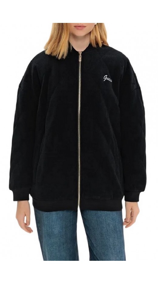 GUESS PAULINA VELVET-RIB PUFFER JKT ΜΠΟΥΦΑΝ ΓΥΝΑΙΚΕΙΟ BLACK