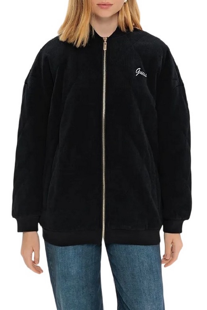 GUESS PAULINA VELVET-RIB PUFFER JKT ΜΠΟΥΦΑΝ ΓΥΝΑΙΚΕΙΟ BLACK