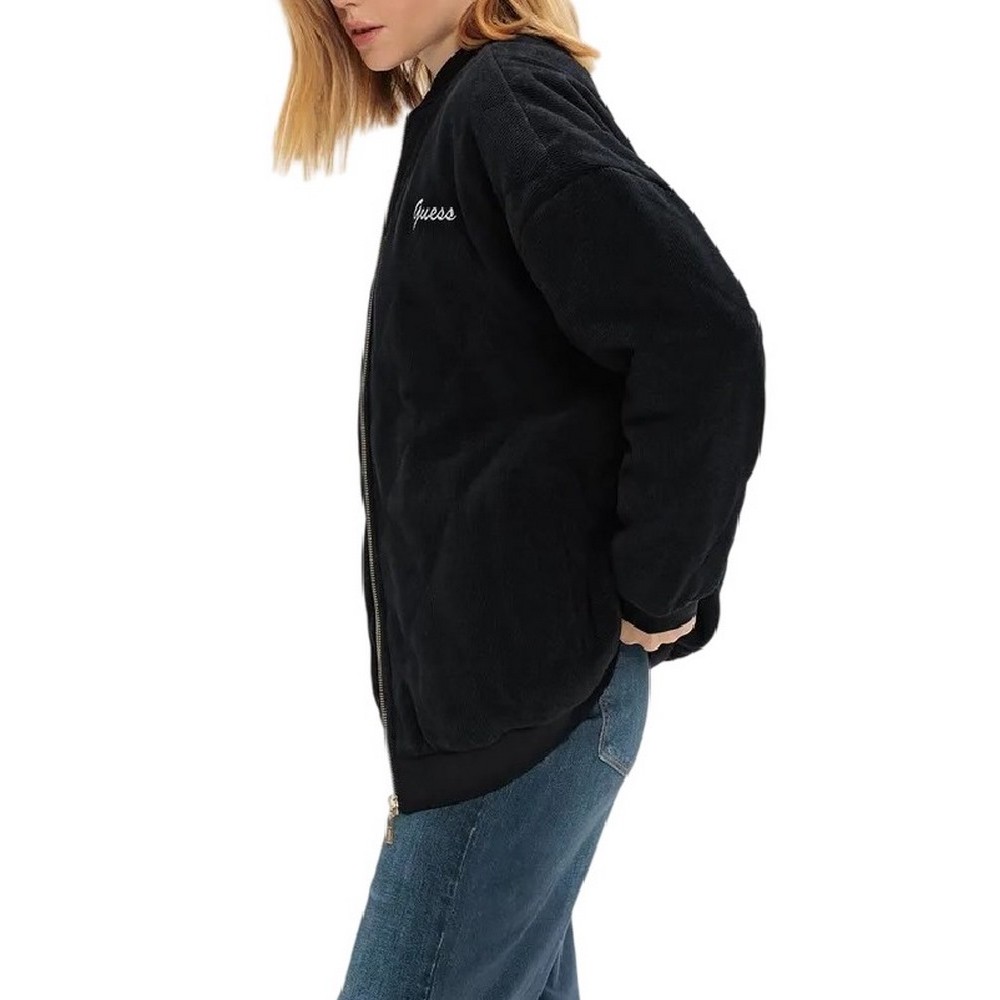 GUESS PAULINA VELVET-RIB PUFFER JKT ΜΠΟΥΦΑΝ ΓΥΝΑΙΚΕΙΟ BLACK