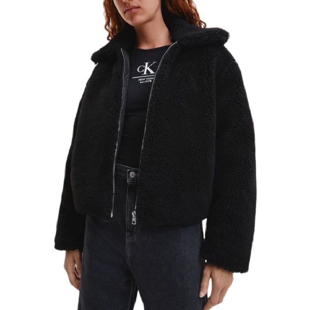 CALVIN KLEIN JEANS BACK CK SHERPA SHORT JACKET ΜΠΟΥΦΑΝ ΓΥΝΑΙΚΕΙΟ BLACK