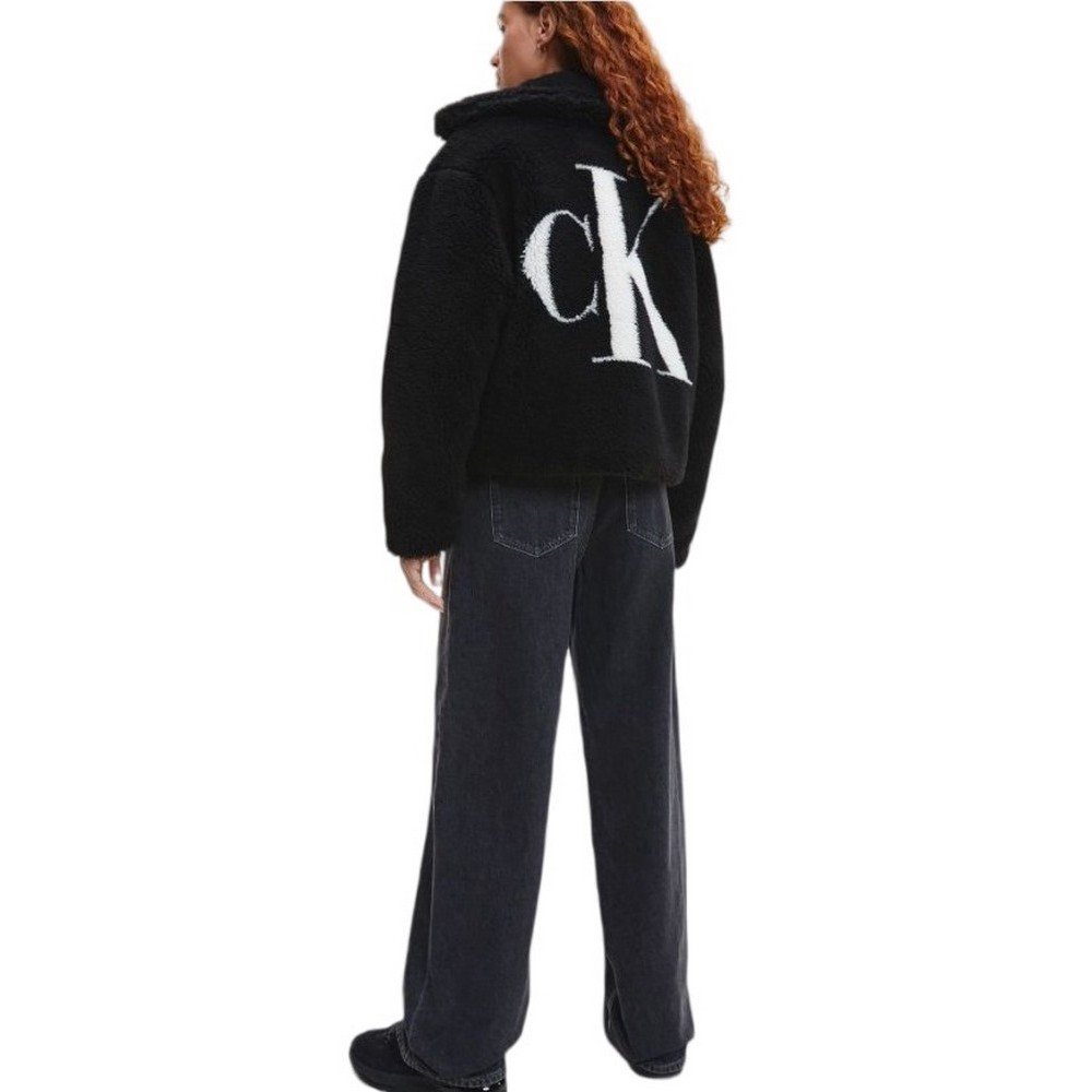 CALVIN KLEIN JEANS BACK CK SHERPA SHORT JACKET ΜΠΟΥΦΑΝ ΓΥΝΑΙΚΕΙΟ BLACK