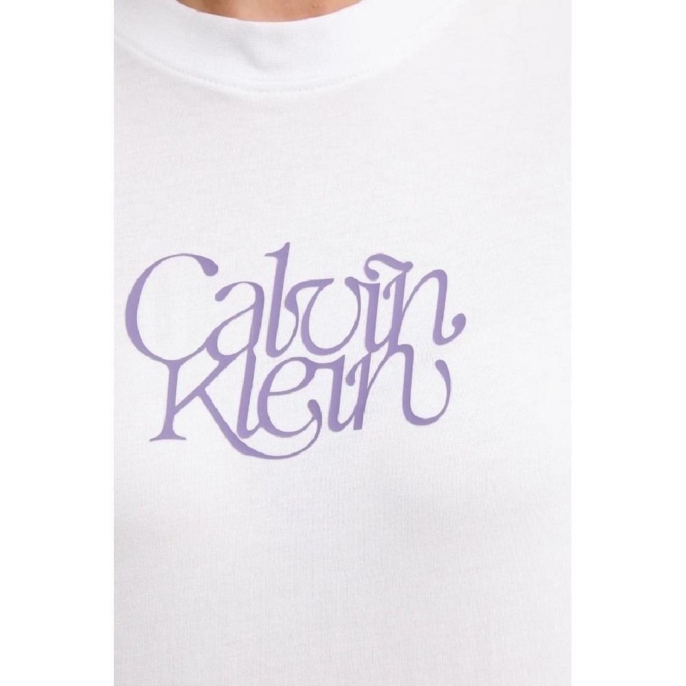 CALVIN KLEIN JEANS FITTED SCRIPT CALVIN KLEIN T-SHIRT ΜΠΛΟΥΖΑ ΓΥΝΑΙΚΕΙΑ WHITE