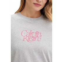 CALVIN KLEIN JEANS FITTED SCRIPT CALVIN KLEIN T-SHIRT ΜΠΛΟΥΖΑ ΓΥΝΑΙΚΕΙΑ GREY