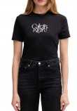 CALVIN KLEIN JEANS FITTED SCRIPT CALVIN KLEIN T-SHIRT ΜΠΛΟΥΖΑ ΓΥΝΑΙΚΕΙΑ BLACK