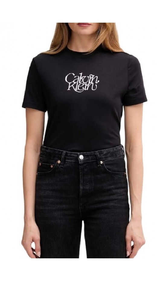 CALVIN KLEIN JEANS FITTED SCRIPT CALVIN KLEIN T-SHIRT ΜΠΛΟΥΖΑ ΓΥΝΑΙΚΕΙΑ BLACK