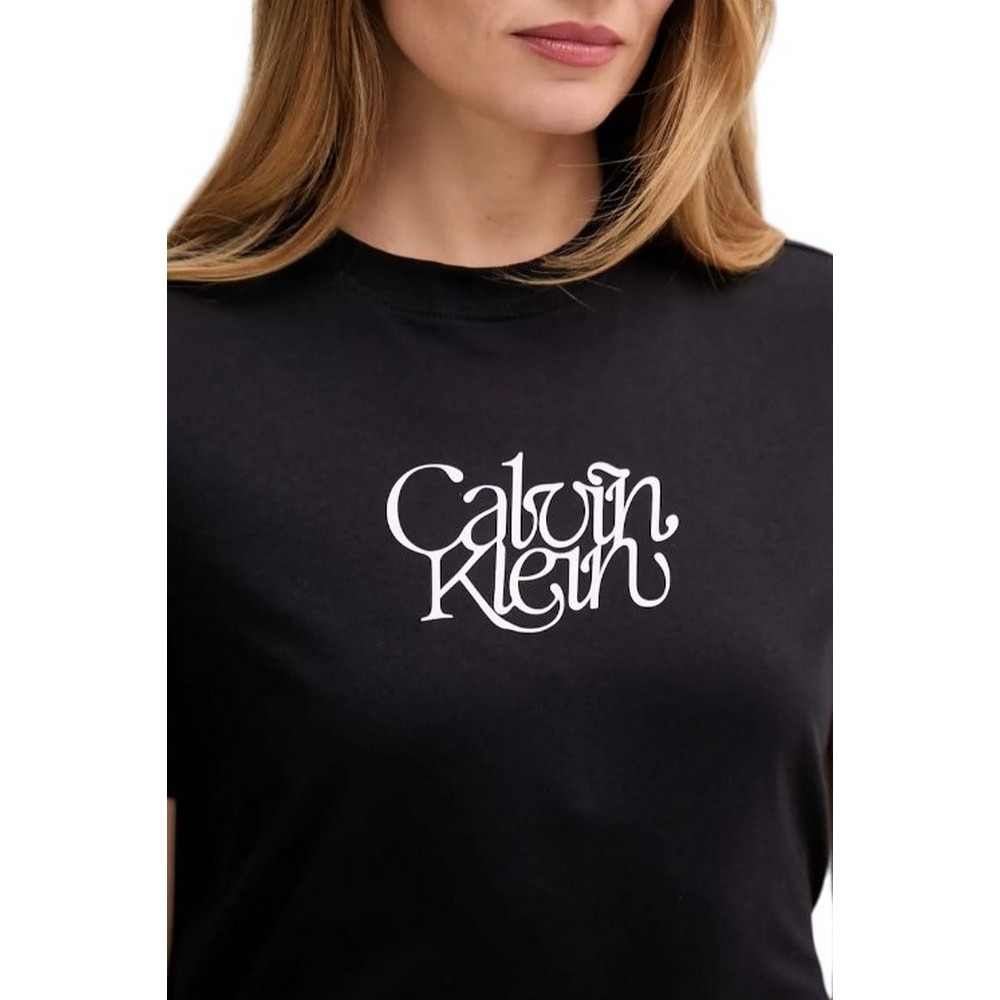 CALVIN KLEIN JEANS FITTED SCRIPT CALVIN KLEIN T-SHIRT ΜΠΛΟΥΖΑ ΓΥΝΑΙΚΕΙΑ BLACK