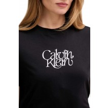 CALVIN KLEIN JEANS FITTED SCRIPT CALVIN KLEIN T-SHIRT ΜΠΛΟΥΖΑ ΓΥΝΑΙΚΕΙΑ BLACK