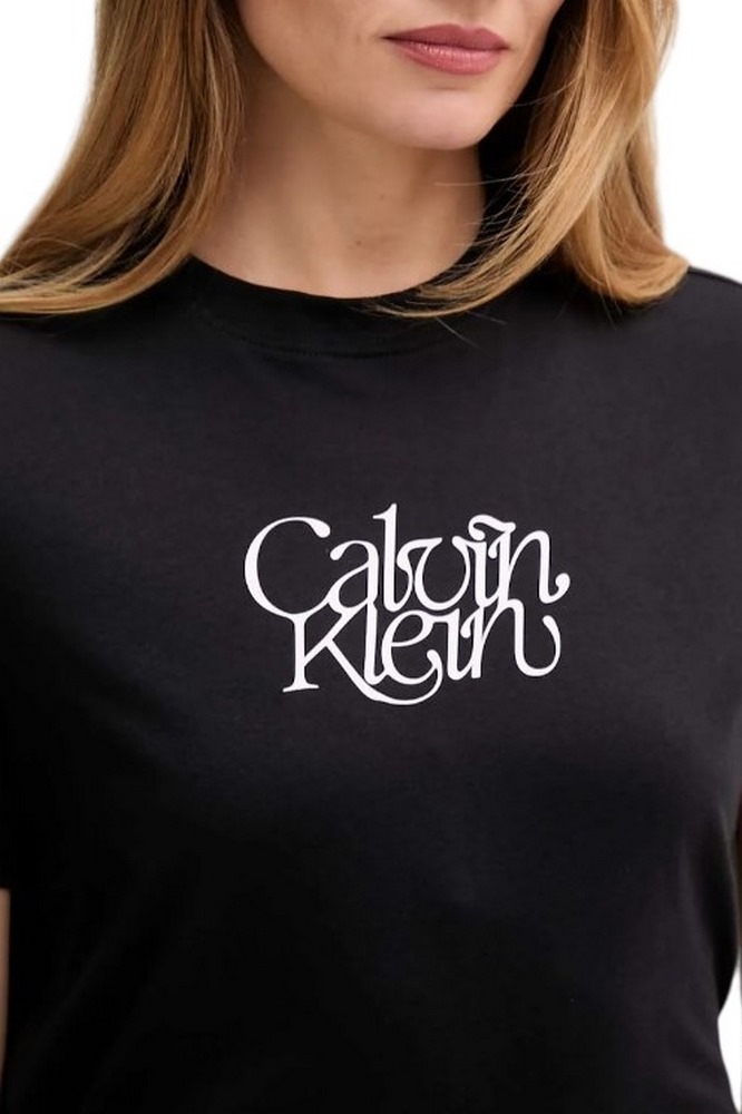 CALVIN KLEIN JEANS FITTED SCRIPT CALVIN KLEIN T-SHIRT ΜΠΛΟΥΖΑ ΓΥΝΑΙΚΕΙΑ BLACK
